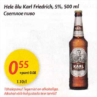 Allahindlus - Hele õlu Karl Fiedrich,5%,5O0 ml