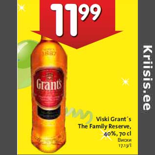 Allahindlus - Viski Grant´s The Family Reserve, 40%, 70 cl