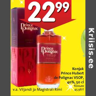 Allahindlus - Konjak Prince Hubert de Polignac VSOP, 40%, 50 cl