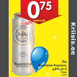 Allahindlus - Õlu Warsteiner Premium, 4,8%, 50 cl