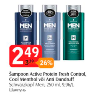 Allahindlus - Šampoon Active Protein Fresh Control, Cool Menthol või Anti Dandruff