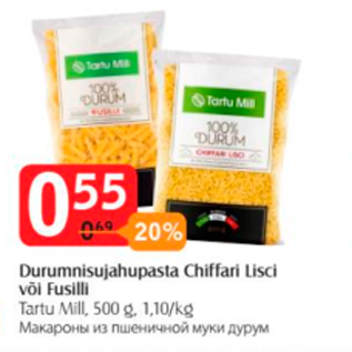 Allahindlus - Durumnisujahupasta Chiffari Lisci või Fusilli