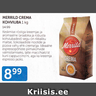 Allahindlus - MERRILD CREMA KOHVIUBA 1 kg