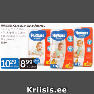 Allahindlus - HUGGIES CLASSIC MEGA MÄHKMED