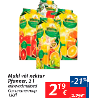 Allahindlus - Mahl või nektar Pfanner, 2 l