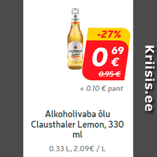 Allahindlus - Alkoholivaba õlu Clausthaler Lemon, 330 ml **