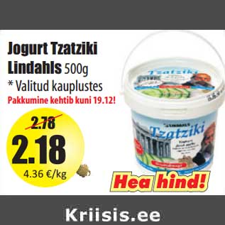 Allahindlus - Jogurt Tzatziki Lindahls 500g