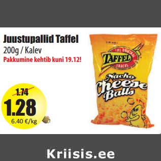 Allahindlus - Juustupallid Taffel 200g / Kalev