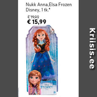 Allahindlus - Nükk Anna, Elsa Frozen Disney, 1 tk*