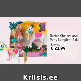 Allahindlus - Barbie Chelsea and Pony komplekt, 1 tk