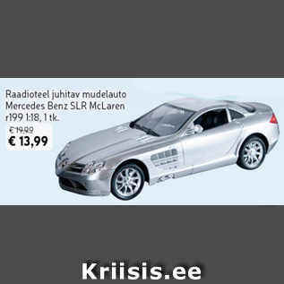 Allahindlus - Raadioteel juhitav mudelauto Mercedes Benz SLR McLaren u199 1:18, 1 tk