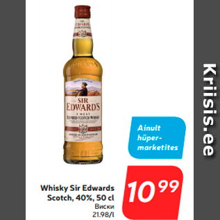 Allahindlus - Whisky Sir Edwards Scotch, 40%, 50 cl