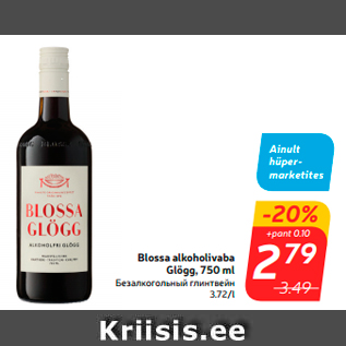 Allahindlus - Blossa alkoholivaba Glögg, 750 ml