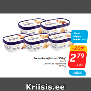 Allahindlus - Premia koorejäätised, 350 g*