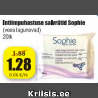 Allahindlus - Intiimpuhastuse salvrätid Sophie