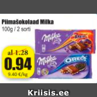 Allahindlus - Piimašokolaad Milka