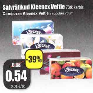 Allahindlus - Salvrätikud Kleenex Veltie 70 tk karbis