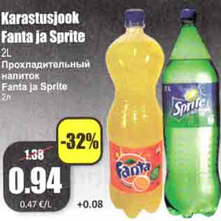 Allahindlus - Karastusjook Fanta ja Sprite 2 L