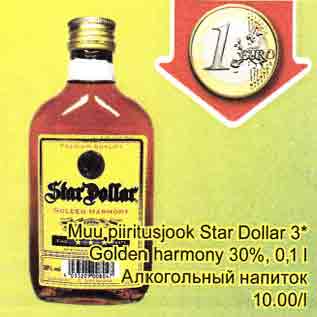 Allahindlus - Muu piritusjook Stаг Dоllаr 3* Golden harmony 30%, 0,1 l