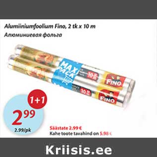 Allahindlus - Alümiiniumfoolium Fino, 2 tk x 10 m