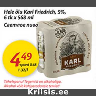 Allahindlus - Hele õlu Karl Friedrich, 5%, 6 tk x 568 ml