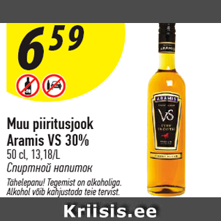 Allahindlus - Muu piiritusjook Aramis VS 30%