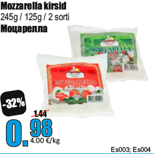 Allahindlus - Mozzarella kirsid