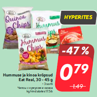 Allahindlus - Hummuse ja kinoa krõpsud Eat Real, 30 - 45 g