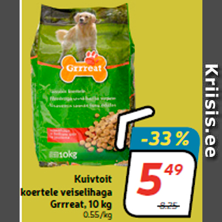 Allahindlus - Kuivtoit koertele veiselihaga Grrreat, 10 kg