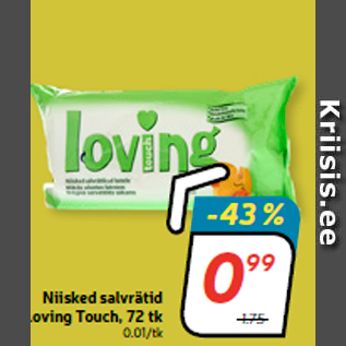 Allahindlus - Niisked salvrätid Loving Touch, 72 tk