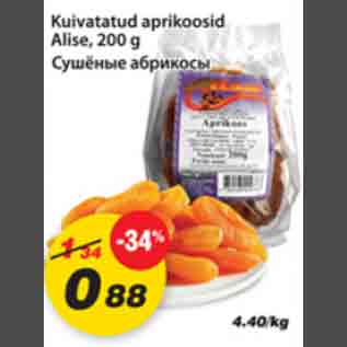 Allahindlus - Kuivatatud aprikoosid Alise, 200g