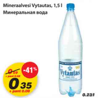 Allahindlus - mineraalvesi Vytautas , 1,5l