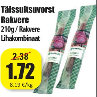 Allahindlus - Täissuitsuvorst Rakvere 210g / Rakvere Lihakombinaat