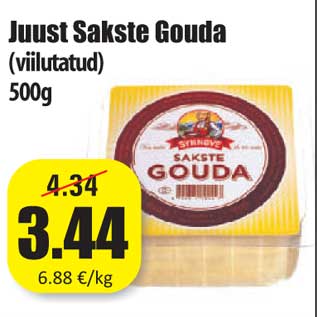 Allahindlus - Juust Sakste Gouda (viilutatud) 500g