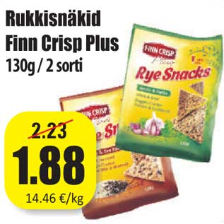 Allahindlus - Rukkisnäkid Finn Crisp Plus 130g / 2 sorti