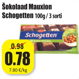 Allahindlus - Šokolaad Mauxion Schogetten 100g / 3 sorti