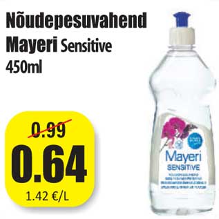 Allahindlus - Nõudepesuvahend Mayeri Sensitive 450ml