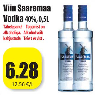 Allahindlus - Viin Saaremaa Vodka 40%,0,5L