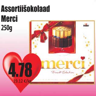 Allahindlus - Assortiišokolaad Merci 250g