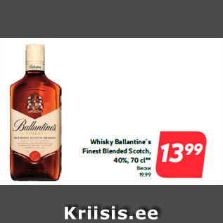 Allahindlus - Whisky Ballantine´s Finest Blended Scotch, 40%, 70 cl**