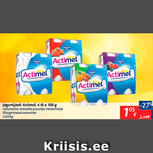 Allahindlus - Jogurtijook Actimel, 4 tk x 100 g