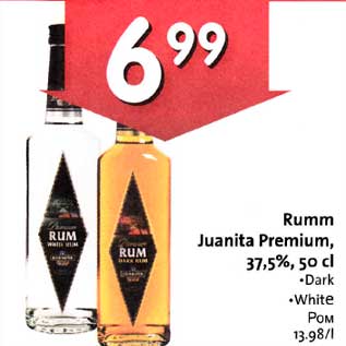 Allahindlus - Rumm Juanita Premium, З7,5%,5О Сl . Dark .White