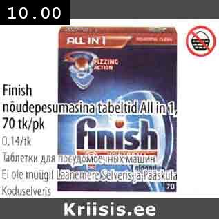 Allahindlus - Finish nõudepesumasina tabletid All in 1, 70 tk/pk
