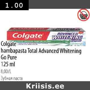 Allahindlus - Colgate hambapasta Total Advanced Whitening Go Pure l25 ml