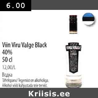 Allahindlus - Viin Viru Valge Black 40%, 50 cl