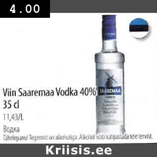 Allahindlus - Viin Saaremaa Vodka 40% 35 cl