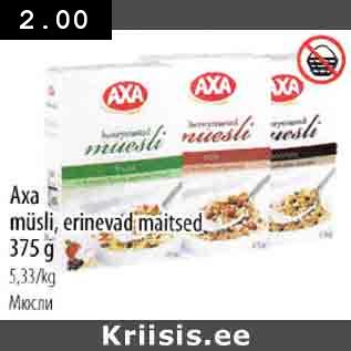 Allahindlus - Аха müsli, erinevad maitsed 375 g