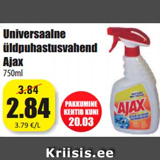 Allahindlus - Universaalne üldpuhastusvahend Ajax 750ml