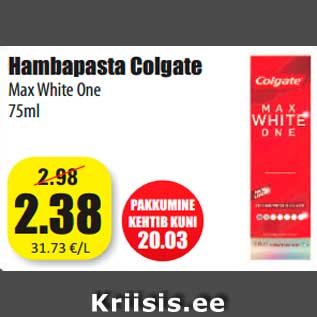 Allahindlus - Hambapasta Colgate