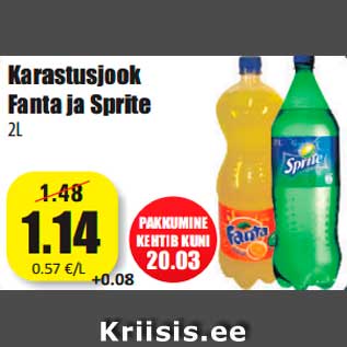 Allahindlus - Karastusjook Fanta ja Sprite 2L